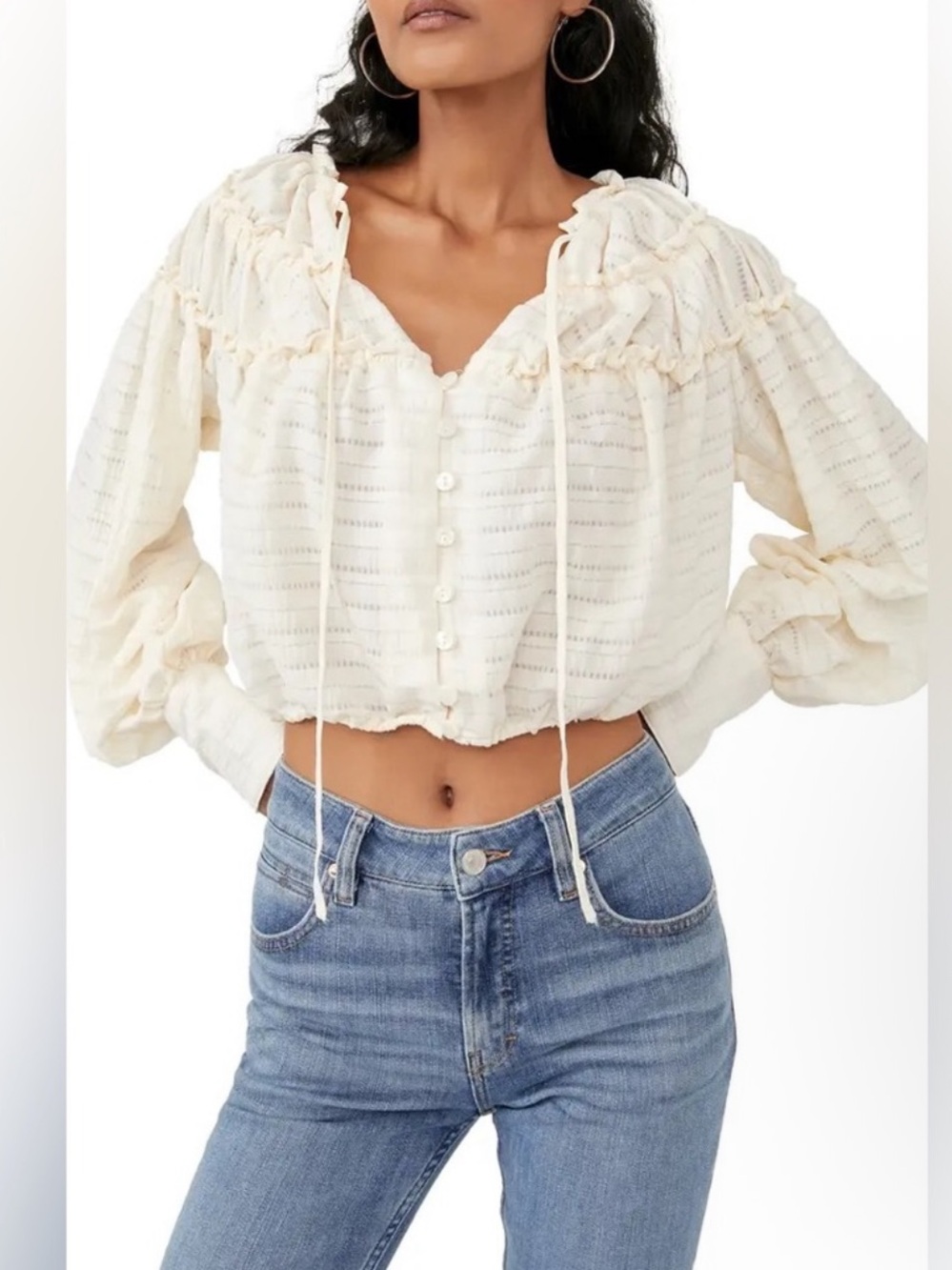 Free People Hailey Cropped Blouse XL